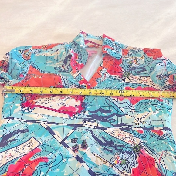 Lilly Pulitzer X Marks Spot 100% Silk dress map boat Size 0 - Picture 9 of 12